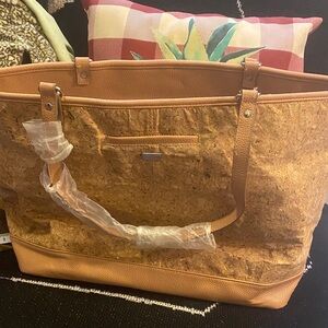 Chic Cork and Tan Tote Bag